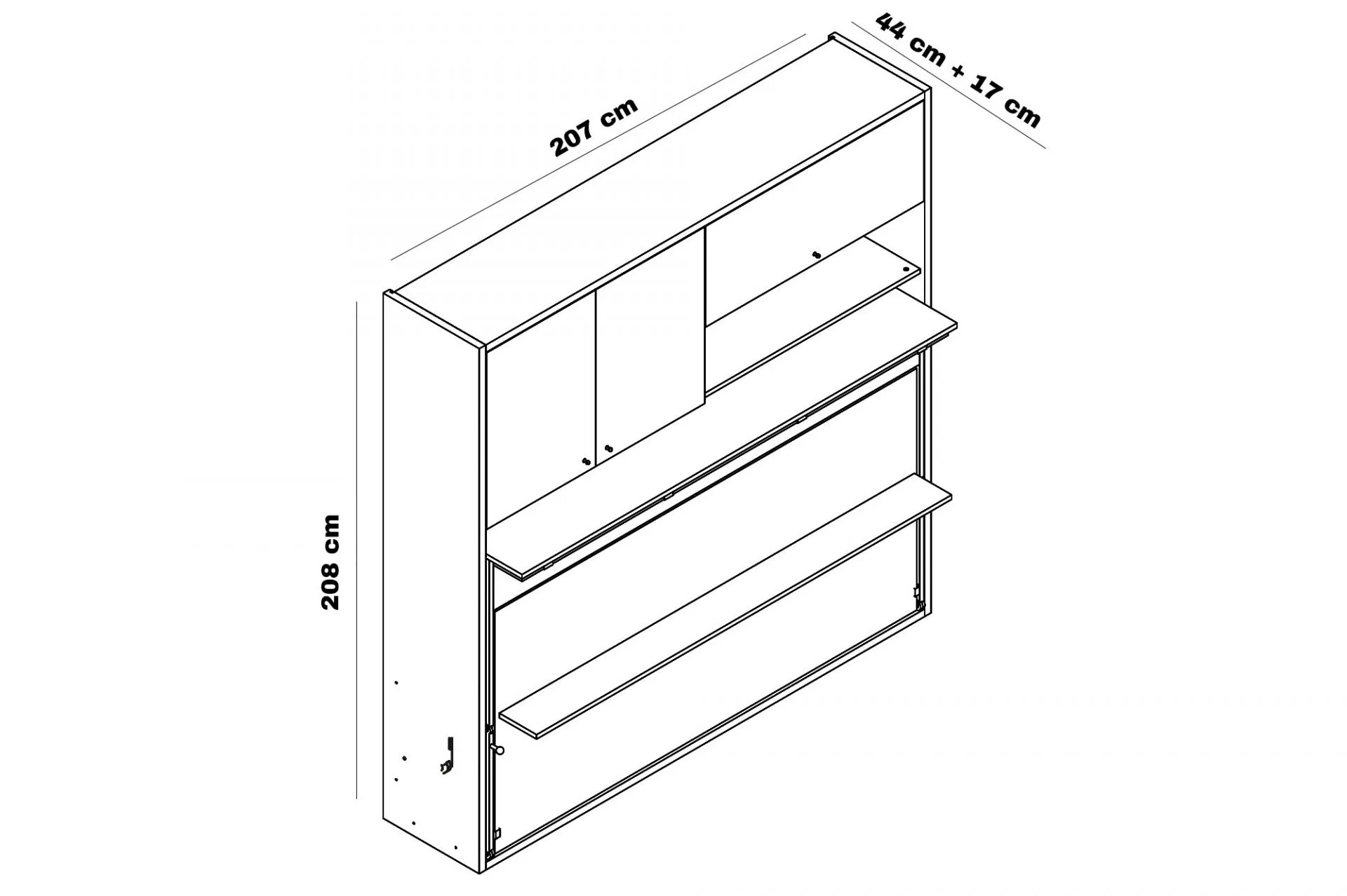 Multimo NITRO Schrankbett mit Schreibtisch, 90x190 cm